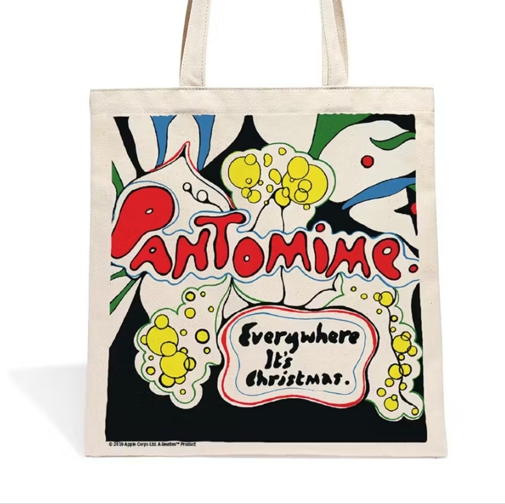 NEW The Beatles Pantomime Everywhere is Christmas 100% Cotton Canvas Tote Apple